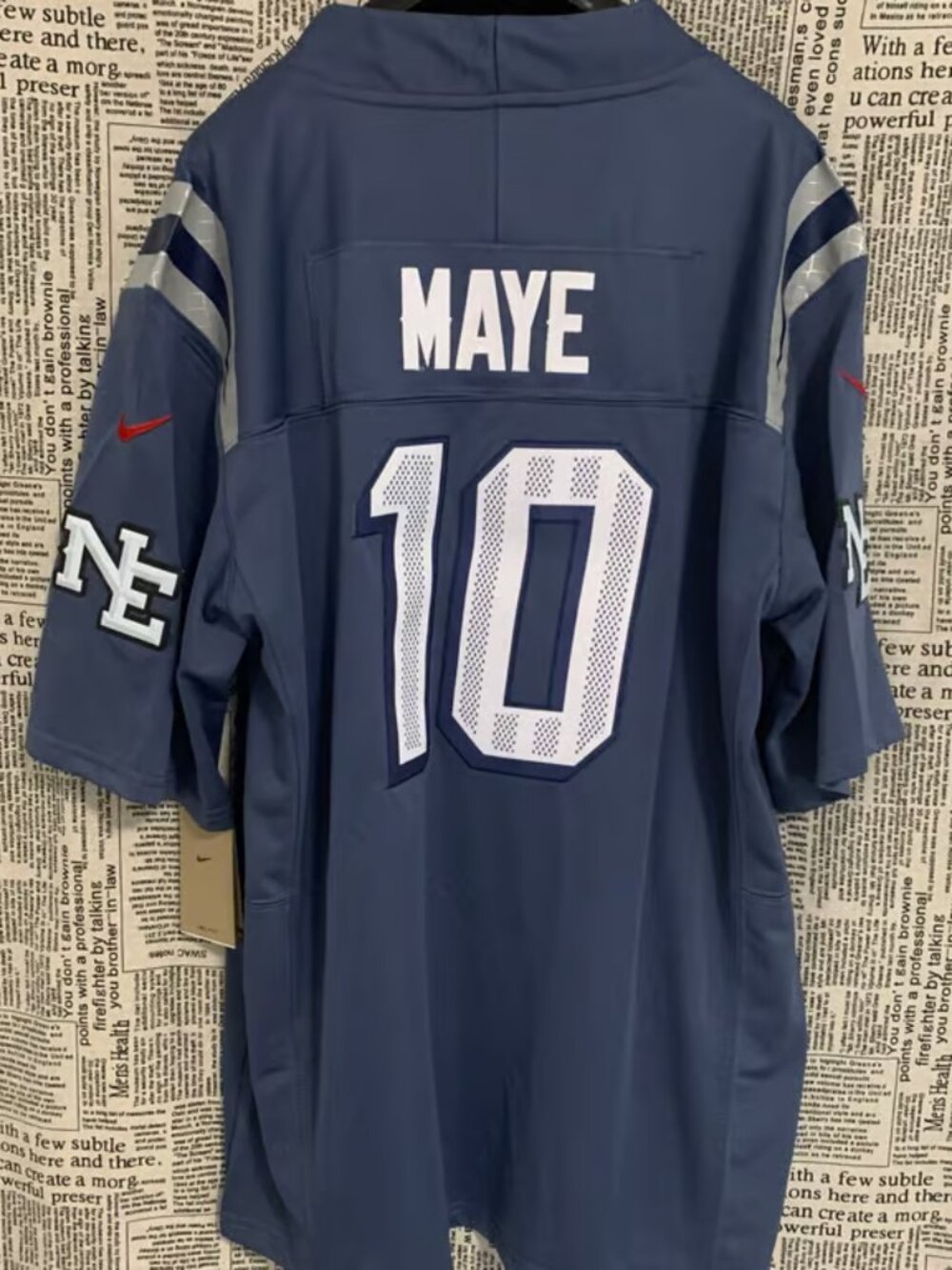 Drake Maye Stitched 10 Storm Blue Jersey Vapor